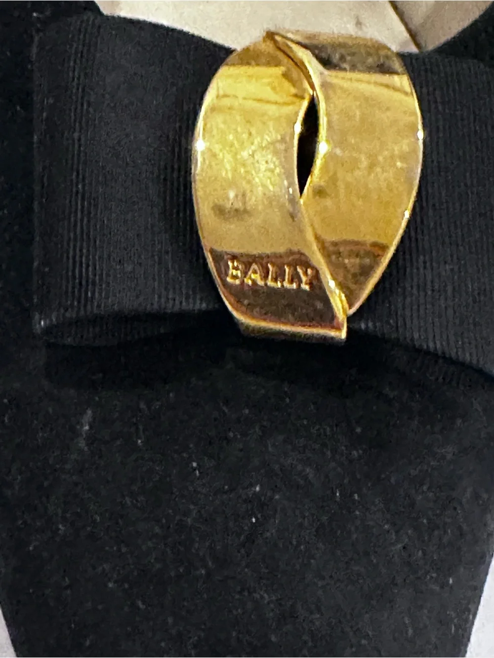 Bally Black Suede Pumps with Gold Bow Accent
